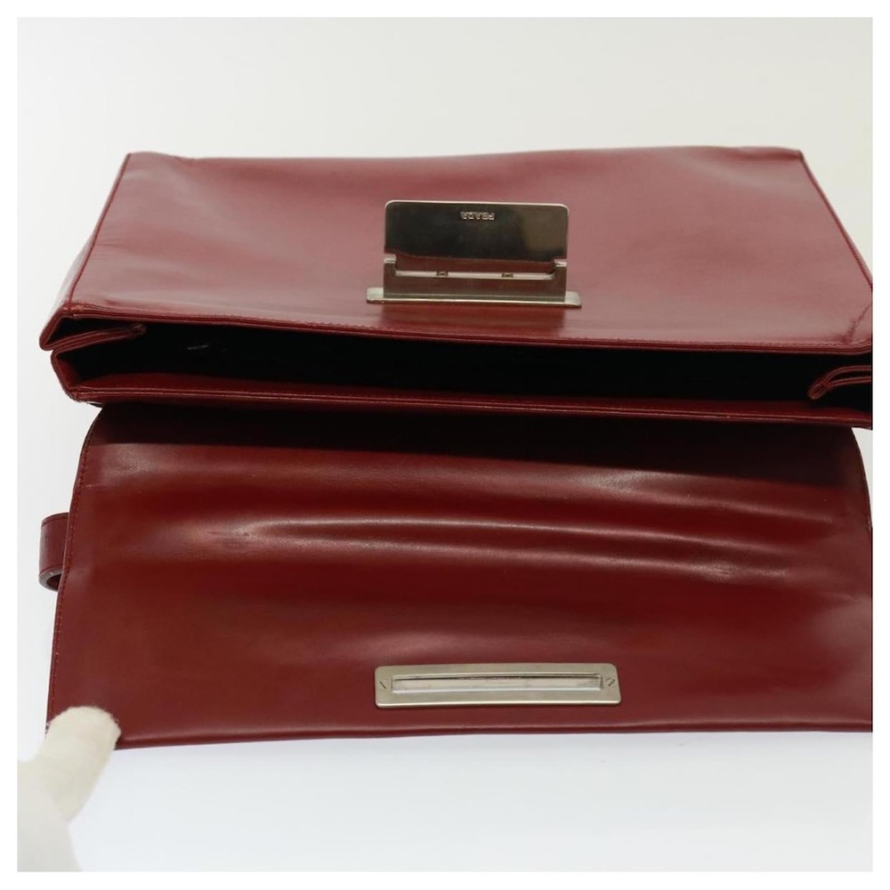 Prada Red Leather Satchel Bag | Vintage | Structured Top Handle Classic - Picture 11 of 16